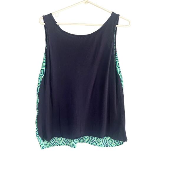 Pixley Green Multicolor Diamond Print Sleeveless Blouse Women Sz M - Picture 2 of 7